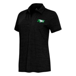 Women's  Antigua Heather Black North Dakota Layout V-Neck Polo