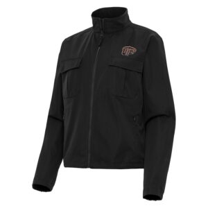 Women's Antigua  Black UTEP Miners Even Par Full-Zip Jacket
