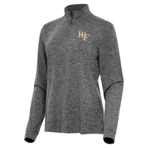 Women's Antigua  Heather Black Wake Forest Demon Deacons Mentor Long Sleeve Quarter-Zip Mock Polo