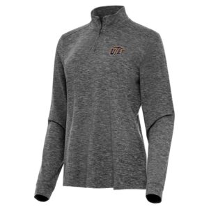 Women's Antigua  Heather Black UTEP Miners Mentor Long Sleeve Quarter-Zip Mock Polo