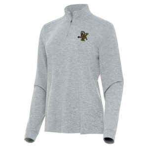 Women's Antigua  Heather Gray Vermont Catamounts Mentor Long Sleeve Quarter-Zip Mock Polo