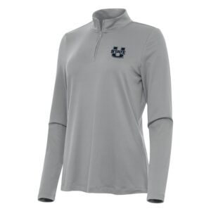 Women's Antigua Gray Utah State Aggies Reprocess Quarter-Zip Top