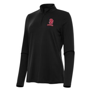 Women's Antigua Black South Dakota Coyotes Reprocess Quarter-Zip Top