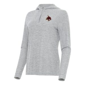 Women's Antigua  Heather Gray Texas State Bobcats Daybreak Quarter-Zip Hoodie