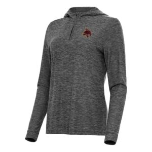 Women's Antigua  Heather Black Texas State Bobcats Daybreak Quarter-Zip Hoodie