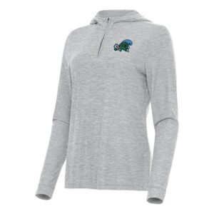 Women's Antigua  Heather Gray Tulane Green Wave Daybreak Quarter-Zip Hoodie