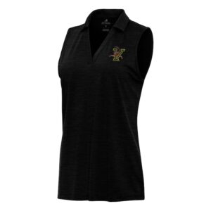 Women's Antigua Heather Black Vermont Catamounts Layout Sleeveless V-Neck Polo