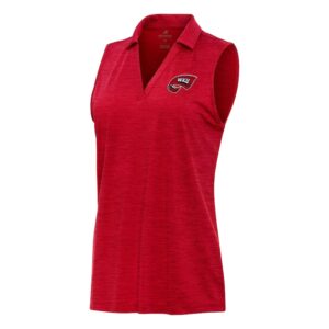 Women's Antigua Heather Red Western Kentucky Hilltoppers Layout Sleeveless V-Neck Polo