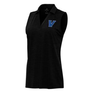 Women's Antigua Heather Black Villanova Wildcats Layout Sleeveless V-Neck Polo