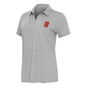 Women's  Antigua Heather Gray Syracuse Orange Layout V-Neck Polo
