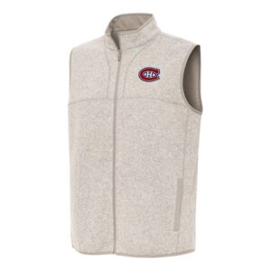 Men's Antigua Oatmeal Montreal Canadiens Fortune Full-Zip Vest