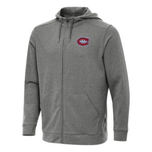 Men's Antigua Heather Black Montreal Canadiens Effortless Full-Zip Hoodie Jacket