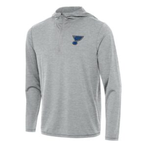 Men's Antigua Heather Gray St. Louis Blues Tidy Quarter-Zip Hoodie