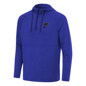 Men's Antigua Heather Royal St. Louis Blues Spikes Quarter-Zip Hoodie