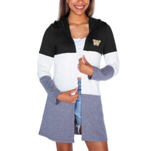 Women's Gameday Couture  Black Washington Huskies Colorblock Hooded Cardigan
