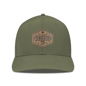 Men's Levelwear  Olive Pittsburgh Penguins Rise Faux Leather Patch Flex Hat