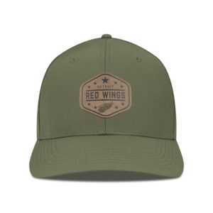 Men's Levelwear  Olive Detroit Red Wings Rise Faux Leather Patch Flex Hat