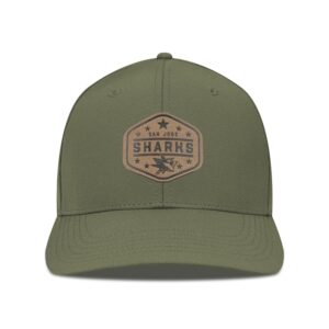 Men's Levelwear  Olive San Jose Sharks Rise Faux Leather Patch Flex Hat