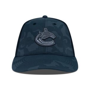 Men's Levelwear Black Vancouver Canucks Clash Nightfall Blackout Patch Structured Mesh Flex Hat