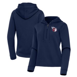 Women's Antigua  Navy Cleveland Guardians Contemporary Quarter-Zip Hoodie