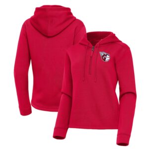 Women's Antigua  Red Cleveland Guardians Contemporary Quarter-Zip Hoodie