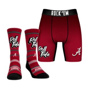 Men's Rock Em Socks Alabama Crimson Tide Slogan Crew Socks & Boxer Briefs Combo Pack