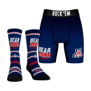 Men's Rock Em Socks Arizona Wildcats Slogan Crew Socks & Boxer Briefs Combo Pack
