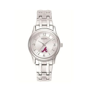 Women's Bulova Silver Atlanta Braves Stainless Steel Watch