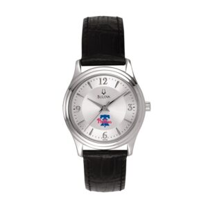 Women's Bulova Silver Philadelphia Phillies Leather Strap Watch