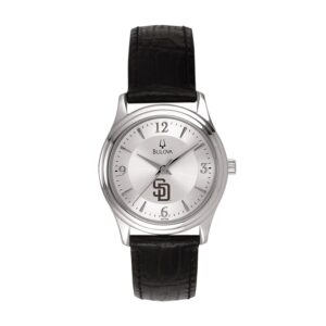 Women's Bulova Silver San Diego Padres Leather Strap Watch