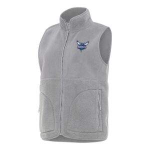 Women's Antigua  Gray Charlotte Hornets Nostalgic Full-Zip Vest