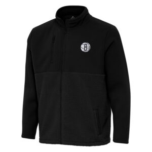 Men's Antigua Black Brooklyn Nets Daily Fused Full-Zip Jacket