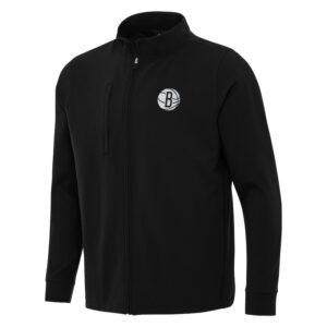 Men's Antigua Black Brooklyn Nets Regard Full-Zip Jacket