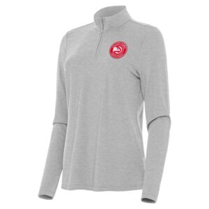Women's Antigua  Heather Gray Atlanta Hawks Bright Quarter-Zip Top
