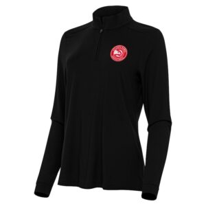 Women's Antigua Black Atlanta Hawks Intent Quarter-Zip Top