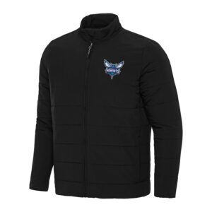 Men's Antigua Black Charlotte Hornets Swelter Full-Zip Puffer Jacket