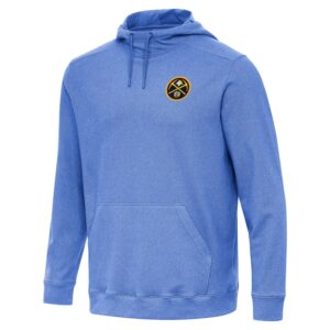 Men's Antigua Heather Blue Denver Nuggets Cloud Pullover Hoodie
