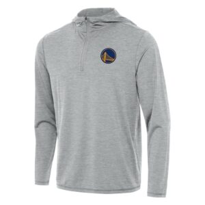 Men's Antigua Heather Gray Golden State Warriors Tidy Quarter-Zip Hoodie