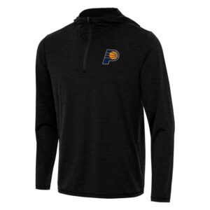 Men's Antigua Heather Black Indiana Pacers Tidy Quarter-Zip Hoodie