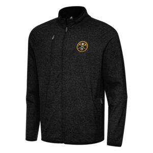Men's Antigua Heather Black Denver Nuggets Hold-Up Full-Zip Tri-Blend Jacket