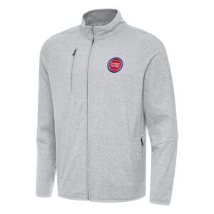 Men's Antigua Heather Gray Detroit Pistons Hold-Up Full-Zip Tri-Blend Jacket