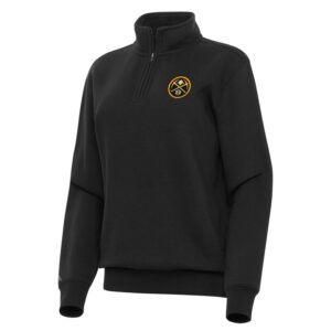 Women's Antigua Black Denver Nuggets Victory Quarter-Zip Sweatshirt