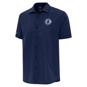 Men's Antigua  Navy LA Clippers Activate Woven Short Sleeve Button-Up Shirt