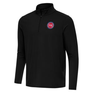 Men's Antigua Black Detroit Pistons Intent Quarter-Zip Top