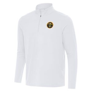 Men's Antigua White Denver Nuggets Intent Quarter-Zip Top