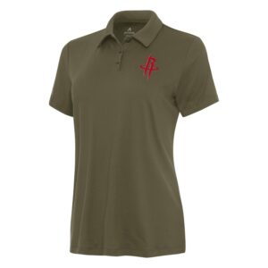 Women's Antigua Olive Houston Rockets Reprocess Polo