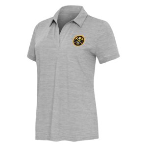 Women's  Antigua Heather Gray Denver Nuggets Layout V-Neck Polo