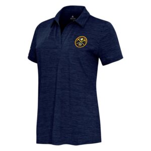 Women's  Antigua Heather Navy Denver Nuggets Layout V-Neck Polo