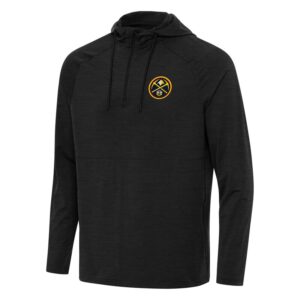 Men's Antigua Heather Black Denver Nuggets Spikes Raglan Quarter-Zip Hoodie