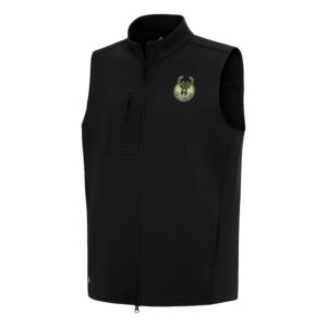 Men's Antigua Black Milwaukee Bucks Demand Full-Zip Vest